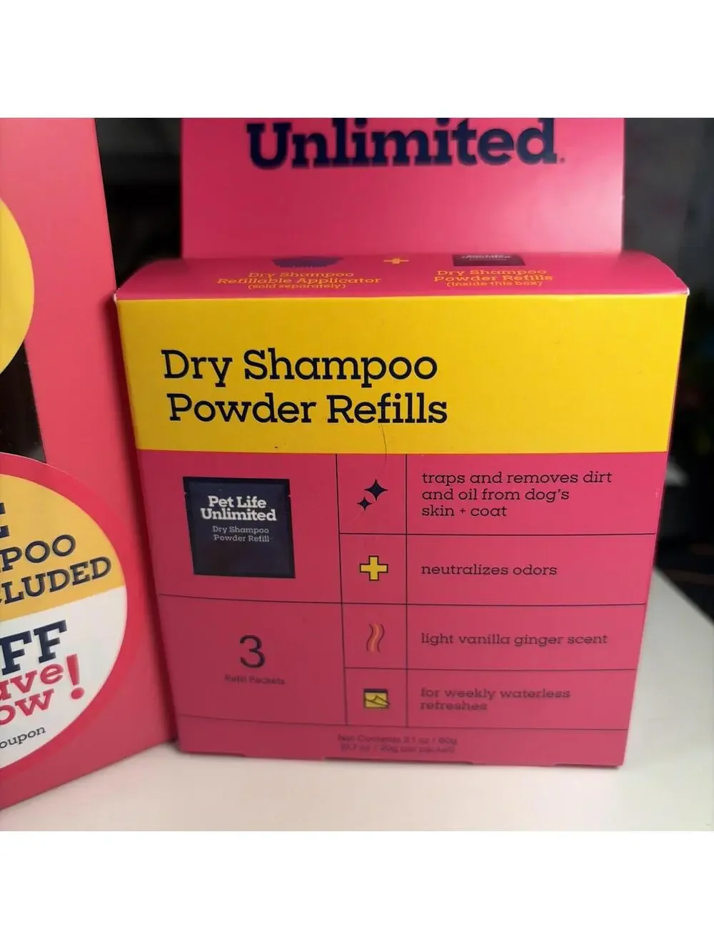 Pet Life Unlimited Dry Shampoo Refillable Applicator + Refills NIB